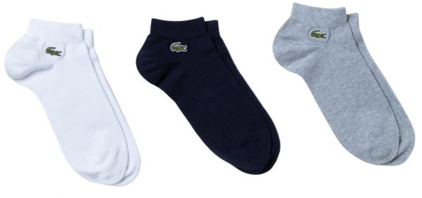 Chaussettes de tennis Lacoste SPORT Low-Cut Cotton Socks 3P - grey chine/navy blue/white