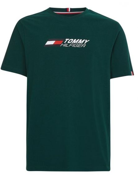 Teniso marškinėliai vyrams Tommy Hilfiger Essentials Big Logo Short Sleeve Tee - hunter