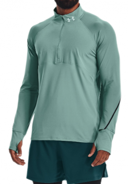 Herren Tennissweatshirt Under Armour Men's UAQualifier Run 2.0 1/2 Zip - fresco green/black