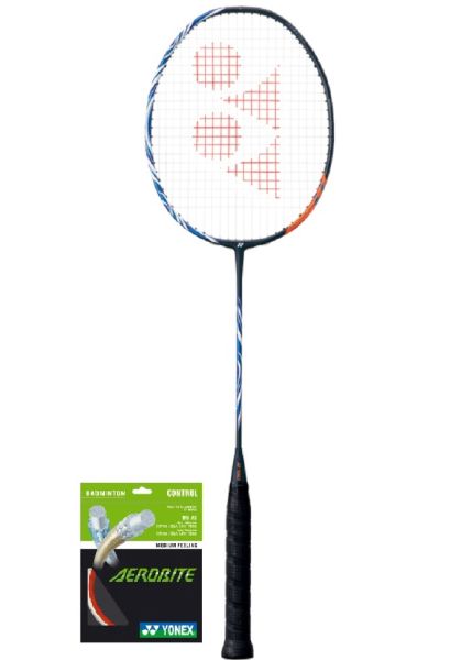 Badminton-Schläger Yonex Astrox 100 ZZ - dark navy + Tennis-Saiten