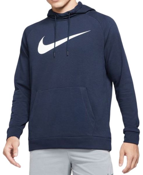 Férfi tenisz pulóver Nike Dri-Fit Hoodie PO Swoosh M - obsidian/white