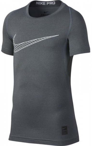  Nike Pro SS Comp Top - carbon heather/white