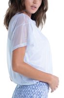 Tenisa T-krekls sievietēm Lucky in Love All About Ikat Pearlized Mesh Short Sleeve Top - metallic silver Tenisa T-krekls sievietēm Lucky in Love All About Ikat Pearlized Mesh Short Sleeve Top - metallic silver