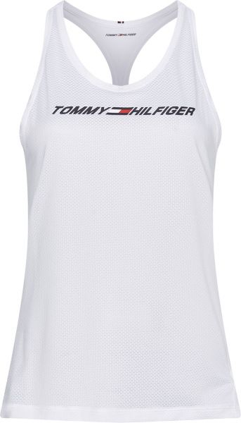 Débardeurs de tennis pour femmes Tommy Hilfiger Reg Graphic Mesh C-NK Tank Top - optic white