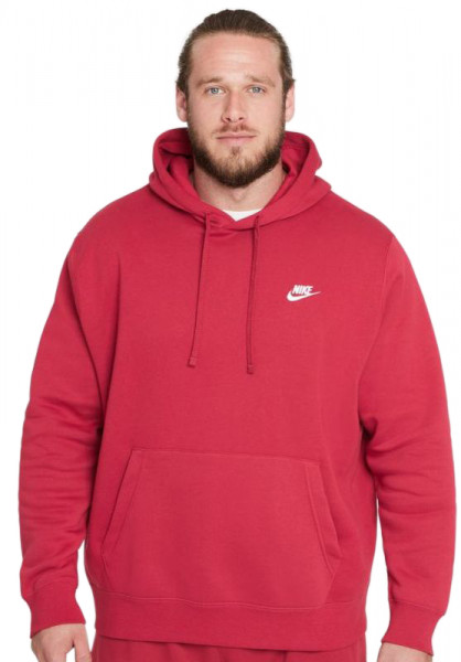 Męska bluza tenisowa Nike Sportswear Club Hoodie PO BB - pomegranate/pomegranate/white