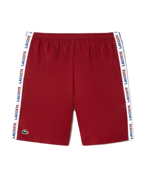 Pantaloncini da tennis da uomo Lacoste Sportsuit Logo Stripe Tennis Shorts - bordeaux/navy blue