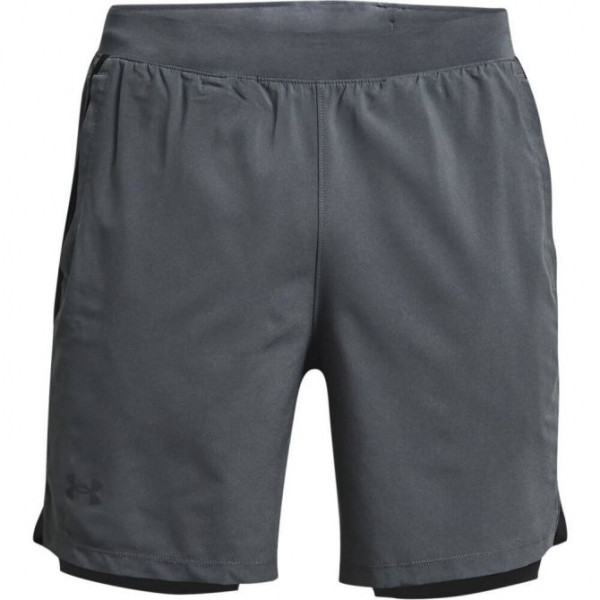 Pantaloncini da tennis da uomo Under Armour Men's UA Launch Run 2N1 Shorts - pitch gray/black