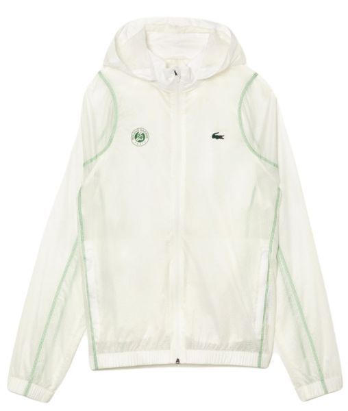 Férfi tenisz pulóver Lacoste SPORT Roland Garros Edition After-Match Jacket - white/green
