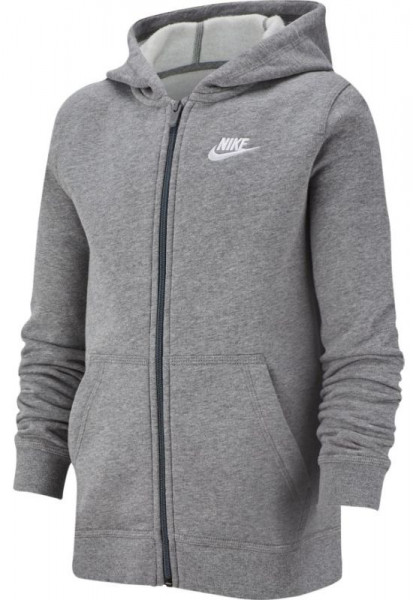 Fiú pulóver Nike NSW Hoodie FZ Club B - carbon heather/smoke grey/white