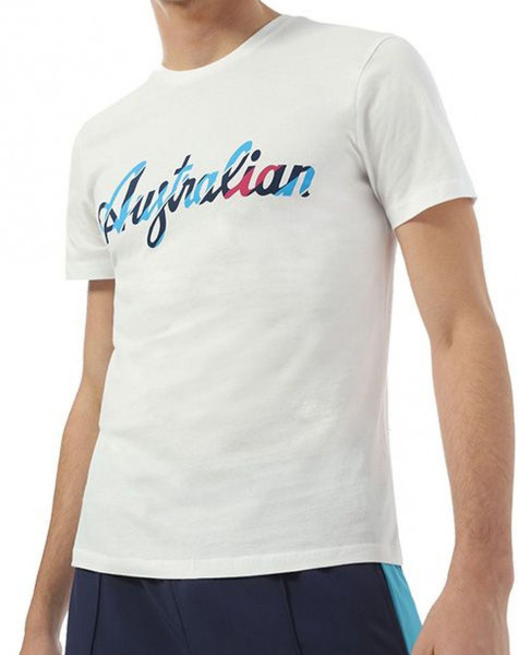 Herren Tennis-T-Shirt Australian T-Shirt Cotton Printed - bianco
