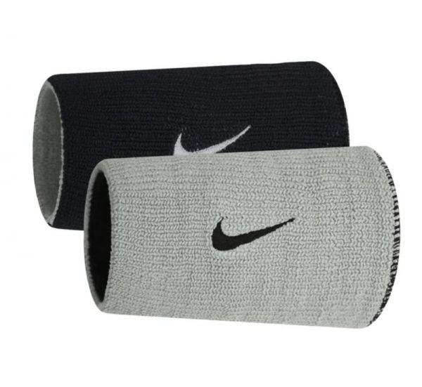 Serre-poignets de tennis Nike Dri-Fit Double-Wide Wirstbands Home & Away 2P - black/base grey