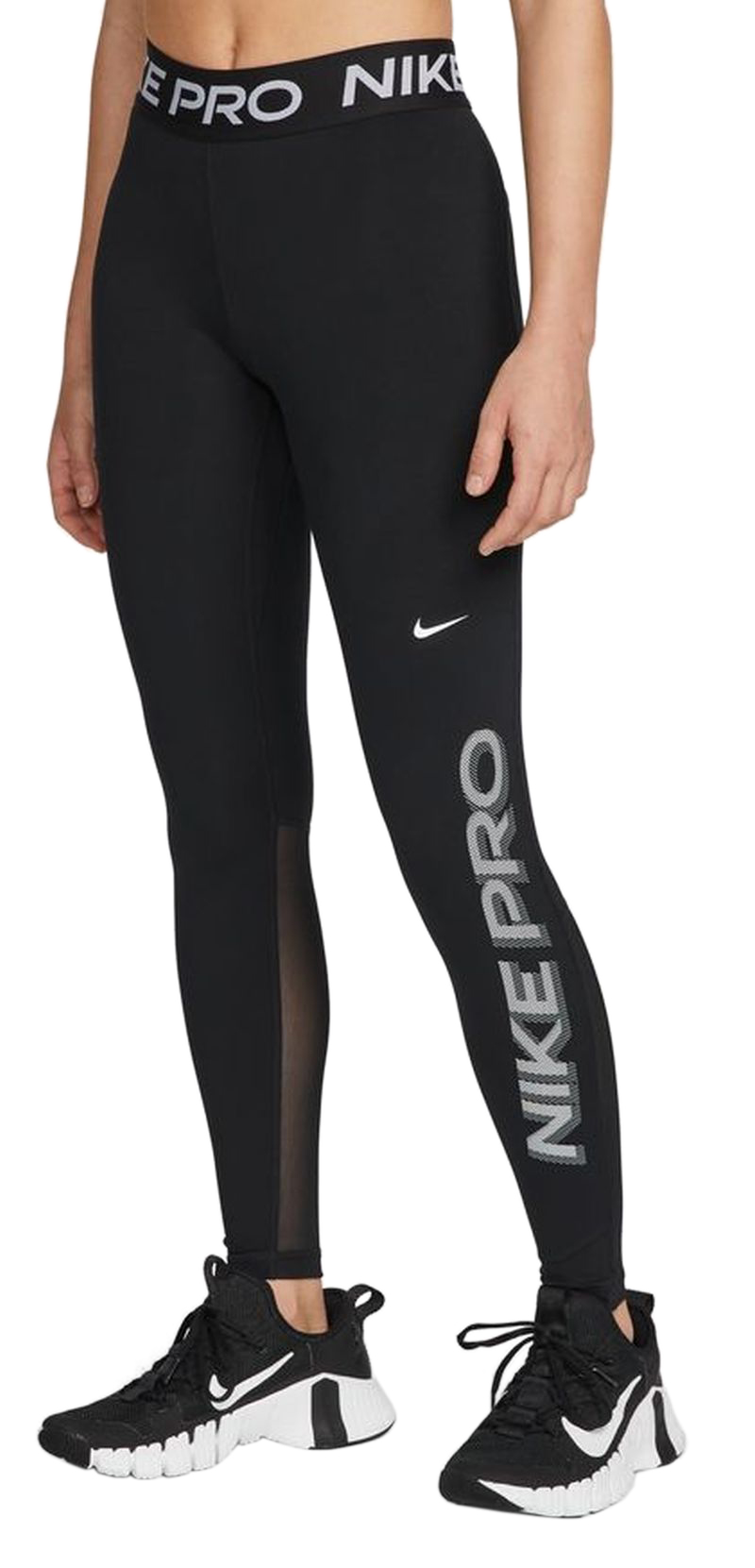 Women's leggings Nike Pro Dri-Fit Tight Hi Rise W - black/black/white, Tennis Zone