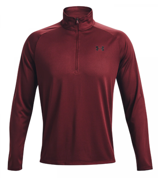 Herren Tennis-Langarm-T-Shirt Under Armour UA Tech 2.0 1/2 Zip M - chestnut red/black