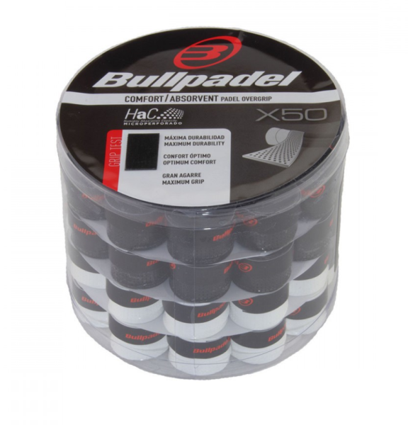  Bullpadel Comfort Padel Overgrip GB 1201 50P - black/white - Bijel, Crni