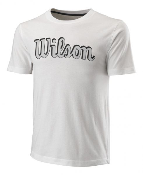 Herren Tennis-T-Shirt Wilson Script Eco Cotton Tee Slimfit - Weiß