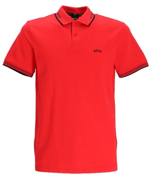 Мъжка тениска с якичка BOSS x Matteo Berrettini Polo Paul Curved - red