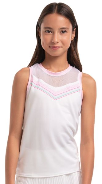 T-shirt pour filles Lucky in Love Girls Deco in Love Retro Deco Tie Back Tank - Blanc