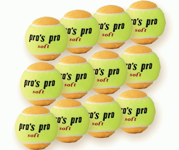 Teniso kamuoliukai pradedantiesiems Pro's Pro Soft Tennis Ball - yellow/orange - (12 vnt.)
