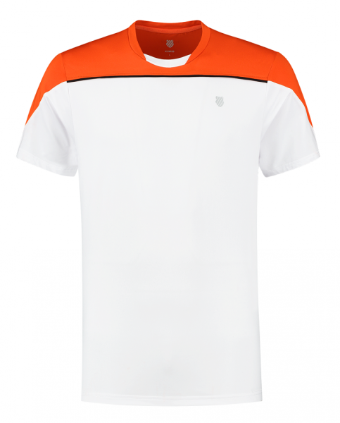 Męski T-Shirt K-Swiss Tac Hypercourt Block Crew Tee 3 - white/spicy orange