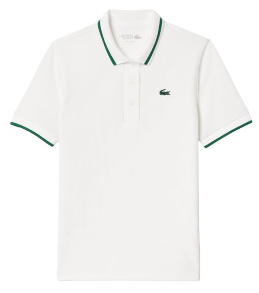 Polo pour femmes Lacoste Pique Polo Shirt With Contrast Striped Collar- white