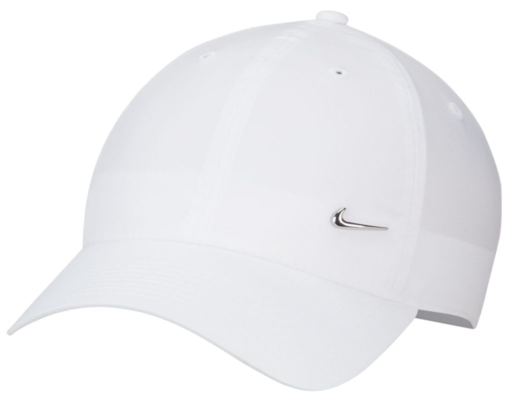 Cap Nike Dri-Fit Club Unstructured Metal Swoosh Cap - white/metallic silver, Tennis Zone
