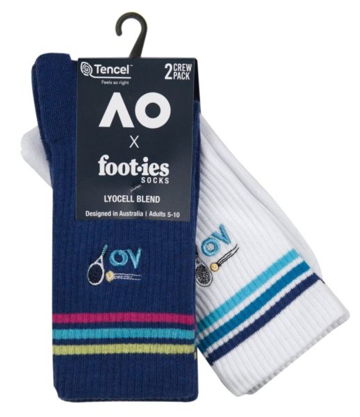 Chaussettes de tennis Australian Open Stroke Sneaker Socks 2P - navy/white