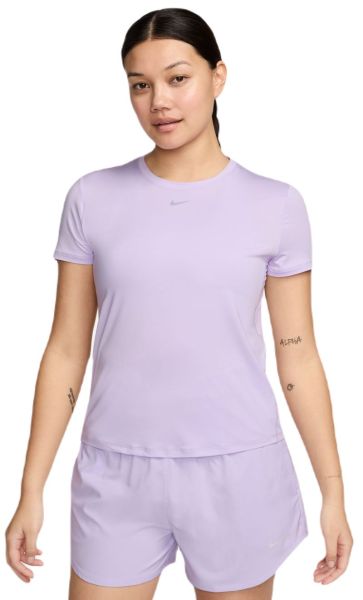 Damen T-Shirt Nike Dri-Fit One Classic Top - lilac bloom/black