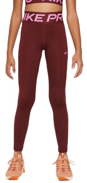 Pantaloni per ragazze Nike Girls Dri-Fit Pro Leggings - dark team red/playful pink