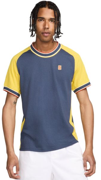 T-shirt pour hommes Nike Court Heritage Tennis Top - thunder blue/vivid sulfur