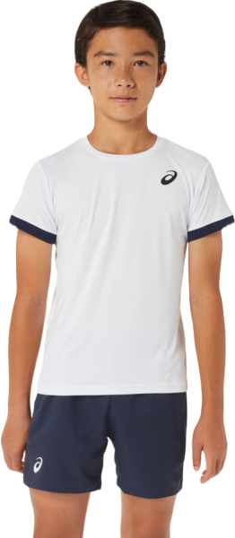 Marškinėliai berniukams Asics Tennis Short Sleeve Top - brilliant white/midnight