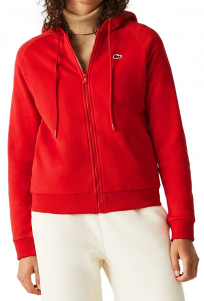  Lacoste Women’s Cotton Blend Fleece Zip Hoodie - red