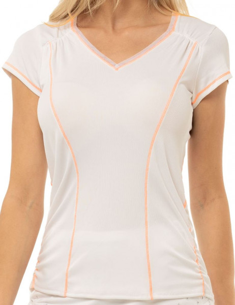 Camiseta de mujer Lucky in Love Eyelet Go Rib Uplift T-Shirt Women - white/orange frost