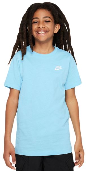 Tricouri băieți Nike Kids NSW Tee Embedded Futura - aquarius blue/white