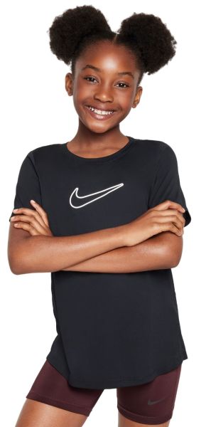 Mädchen T-Shirt Nike Kids One Fitted Dri-Fit Short Sleeve - Schwarz