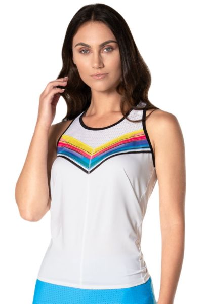 Débardeurs de tennis pour femmes Lucky in Love Tropical Sublime Off Tropic Tie Back Tank - Blanc