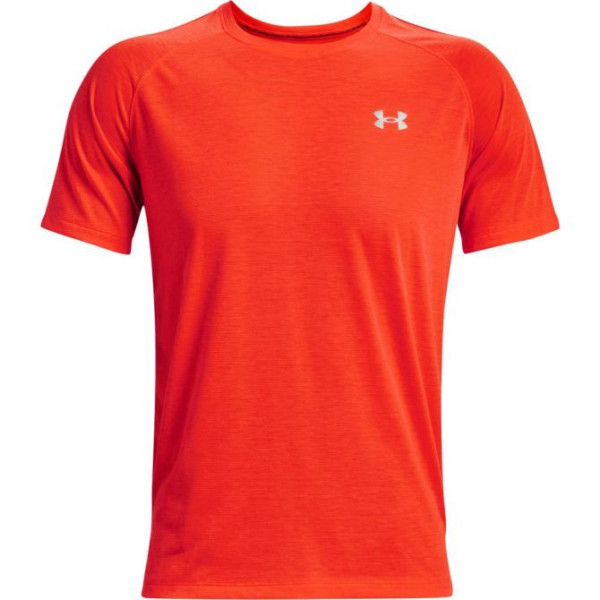 Herren Tennis-T-Shirt Under Armour Men's Streaker Run Short Sleeve - phoenix fire/reflective