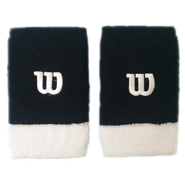 Serre-poignets de tennis Wilson Extra Wide W Wristband - black/white/white