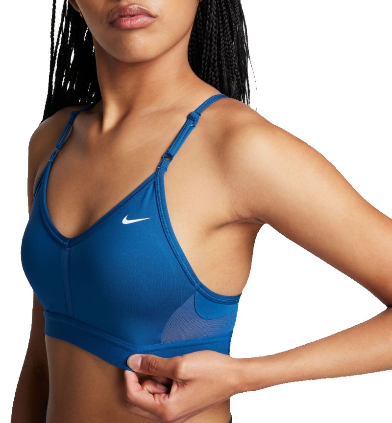 Women's bra Nike Indy Bra V-Neck - court blue/court blue/court blue/white, Tennis Zone