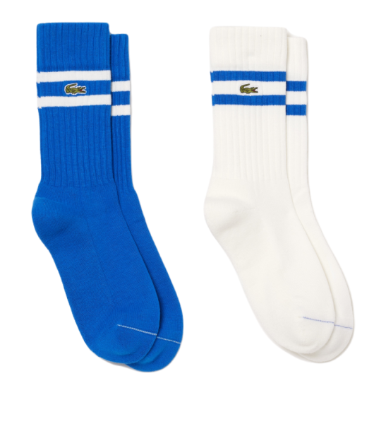 Čarape za tenis Lacoste SPORT Unisex 2P - Bijel, Plavi