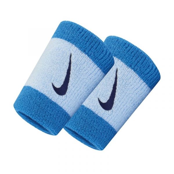 Handgelenk Frottee Nike Swoosh Double-Wide Wristbands - lt photo blue/celestine blue