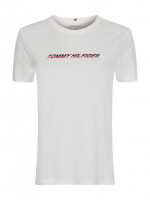T-shirt pour femmes Tommy Hilfiger Regular Graphic C-NK Tee SS - ecru