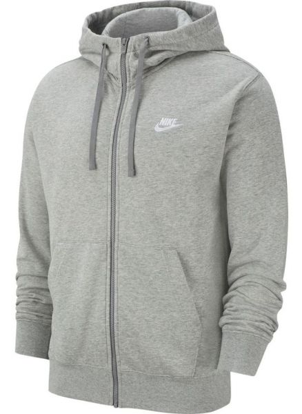 Herren Tennissweatshirt Nike Sportswear Club Hoodie FZ FT - dark grey heather/matte silver/white