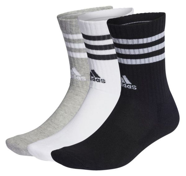 Zokni Adidas 3-Stripes Cushioned Crew Socks 3P - medium grey heather/white/black/white