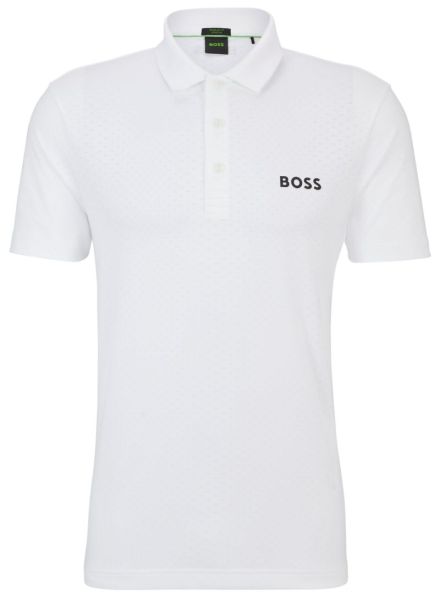 Мъжка тениска с якичка BOSS Paddytech Degradé-Jacquard Polo Shirt - white