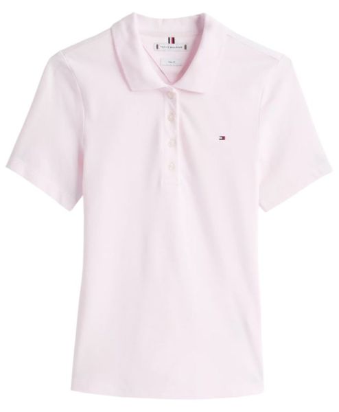 Damskie polo Tommy Hilfiger 1985 Slim Pique Short Sleeves - Różowy