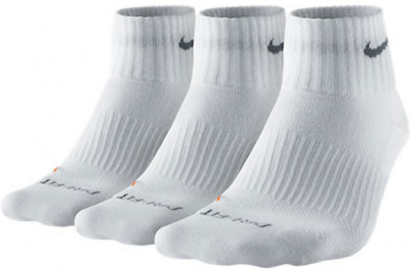  Nike Dri-Fit Cotton Cushioned Quarter - 3 pary/białe
