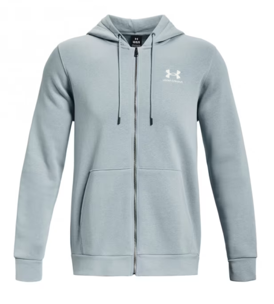 Męska bluza tenisowa Under Armour Men's UA Essential Fleece Full-Zip Hoodie - gray
