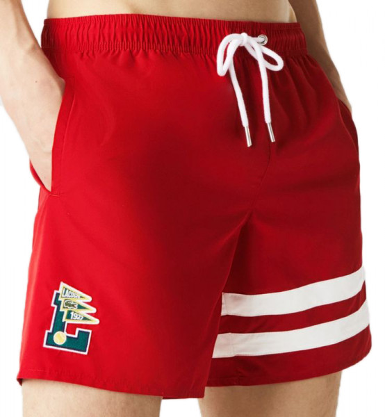 Teniso šortai vyrams Lacoste Men's Men’s Pennants L Badge Light Swimming Trunks - red/white