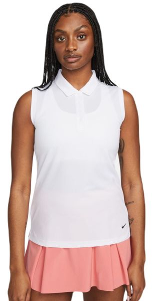 Дамска тениска с якичка Nike Dri-Fit Victory Sleeveless Polo - Бял