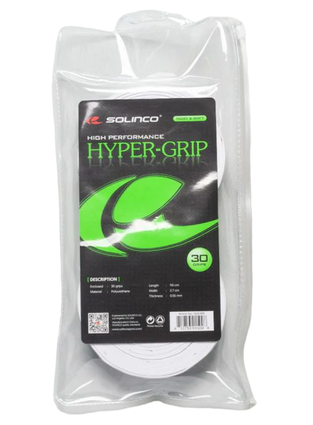 Tenisa overgripu Solinco Hyper Grip (30P) - white